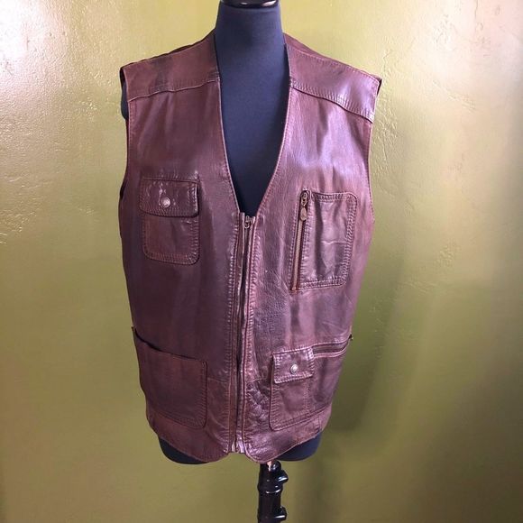 Vintage Other - Vintage Leather Hunting & Shooting Vest  - Mens L